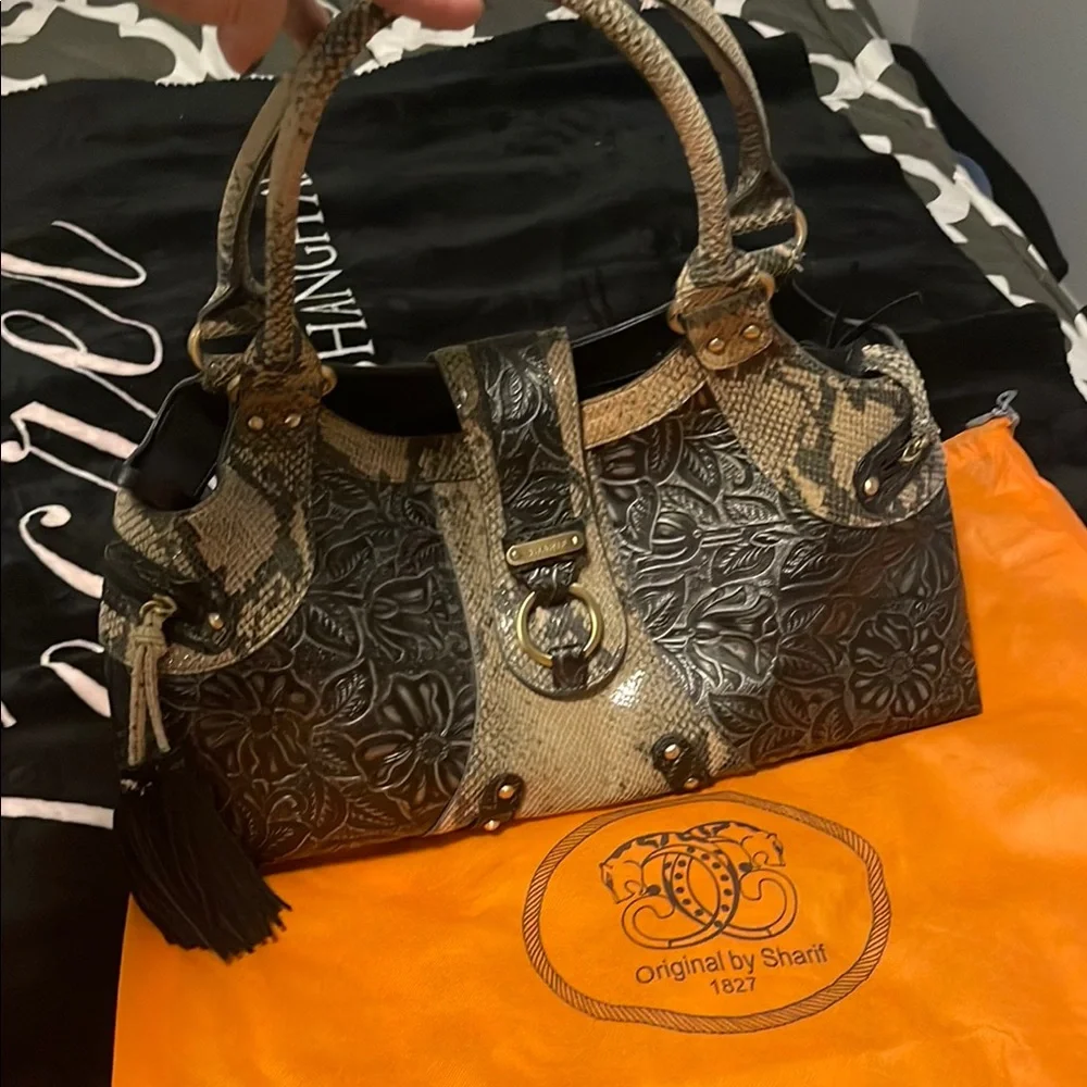 Sharif Embossed Leather Bag Intricate Detailing